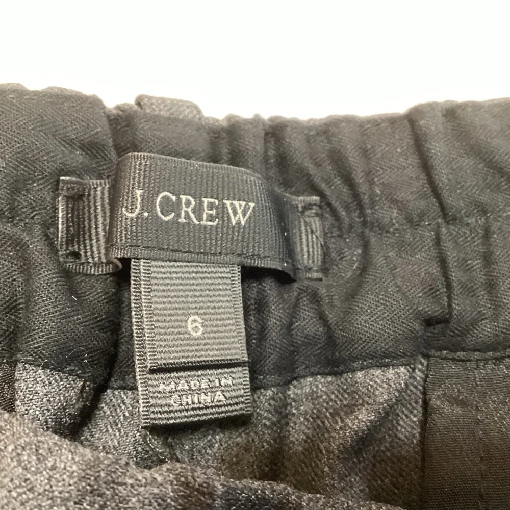 J. Crew Wool Blend Party PJ Pants Trousers Gray White Piping Size 6 Cozy Chic